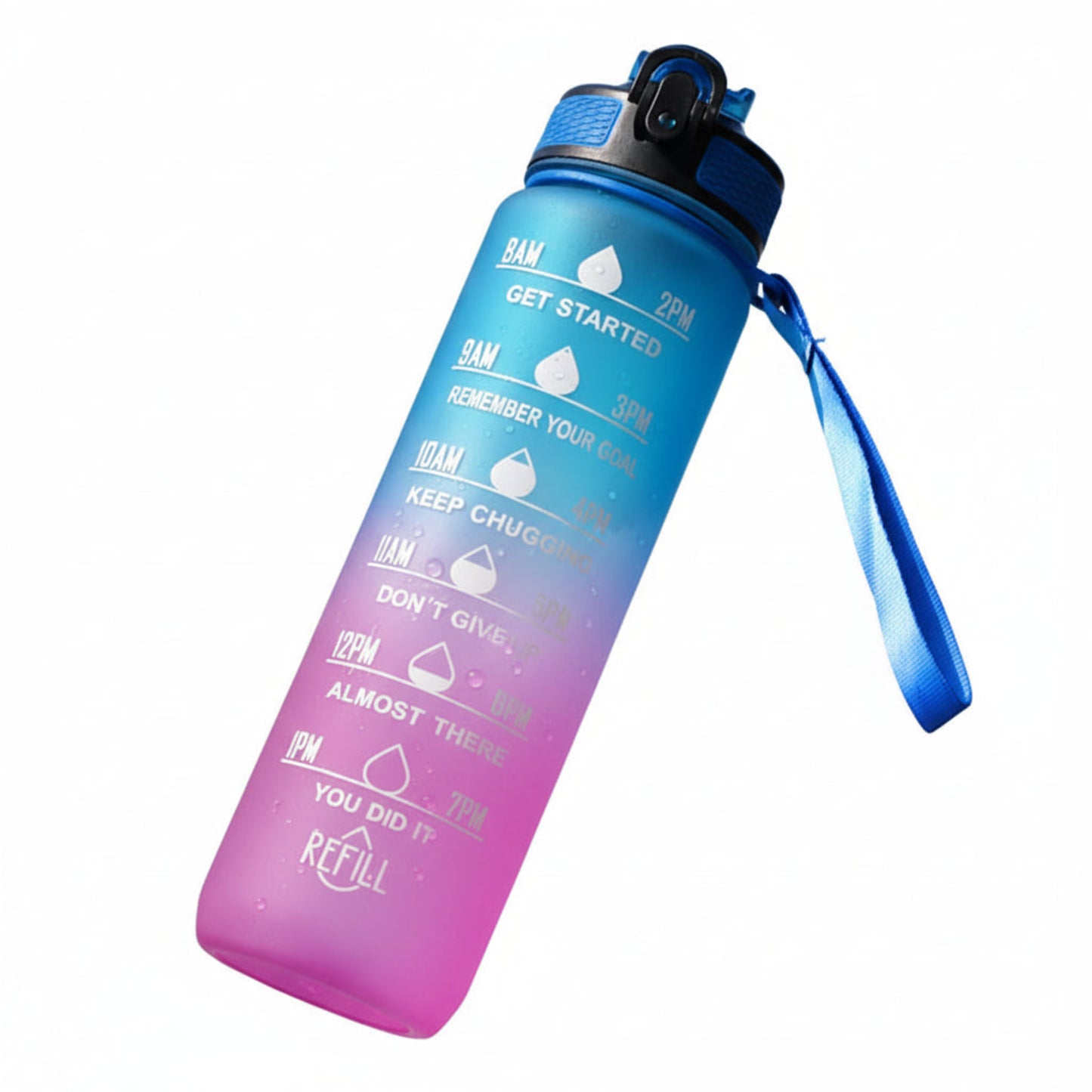 Gourde Sport 1L avec Marquage Horaire et Paille