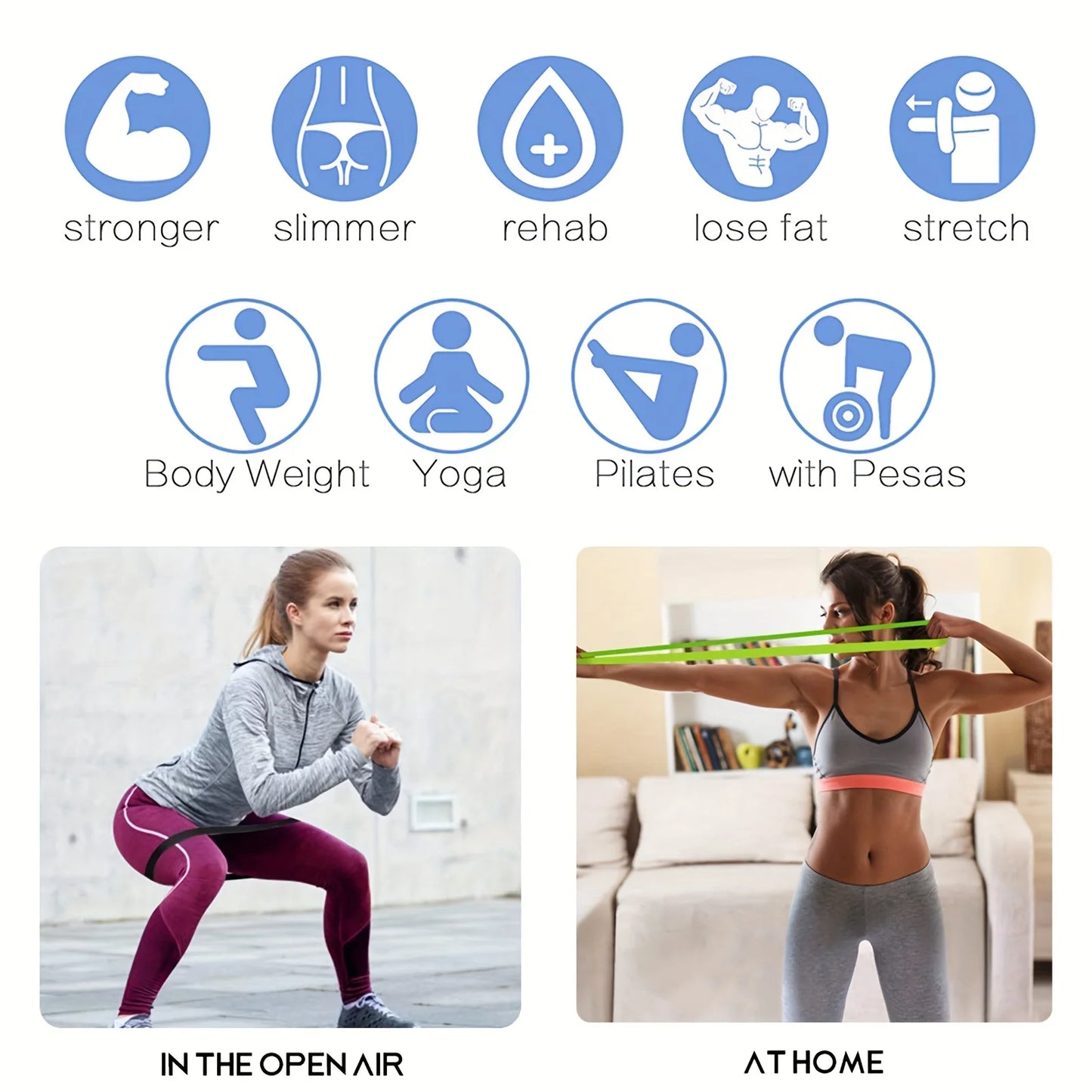 Entraînement fitness avec bandes de résistance - yoga et musculation