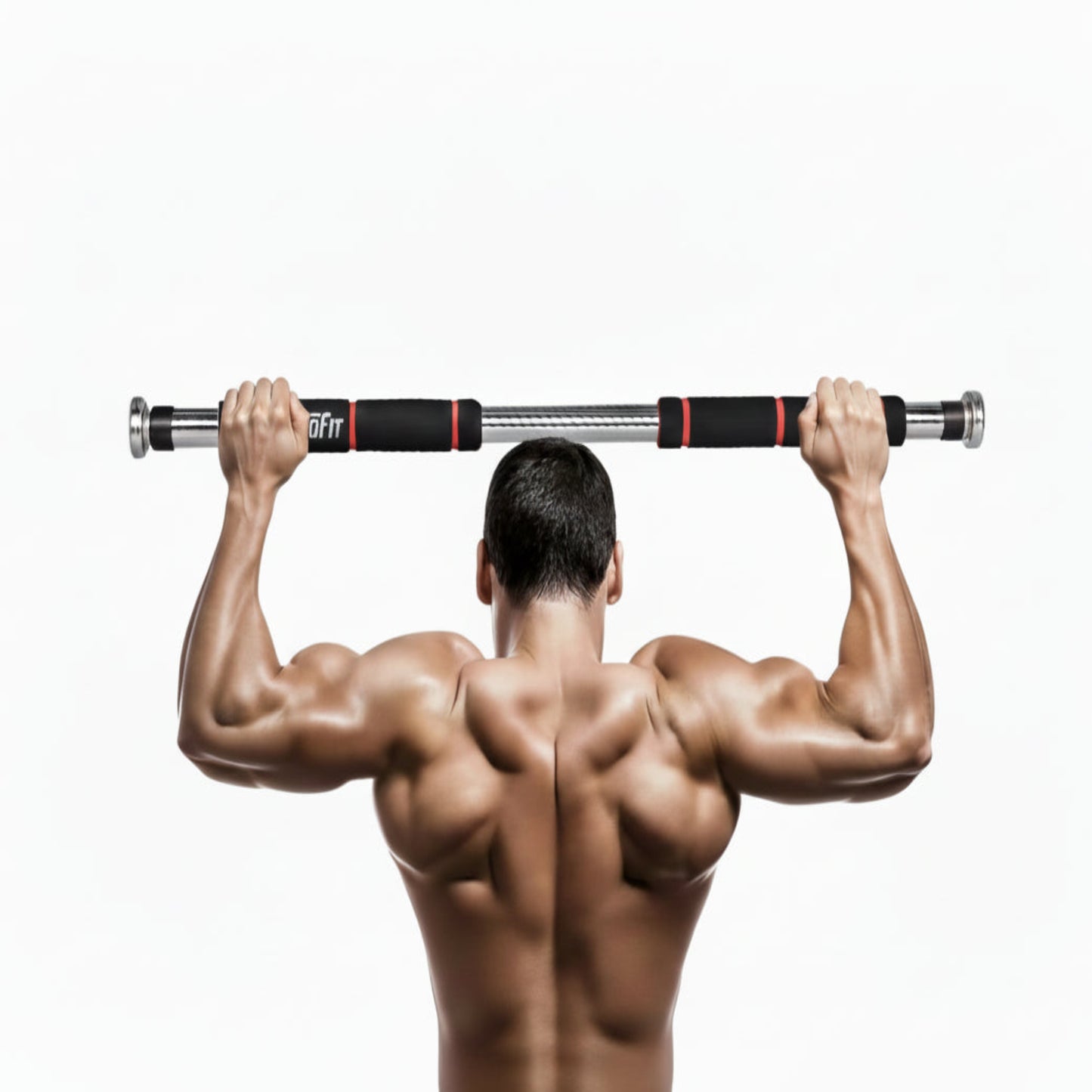 Barre de traction télescopique ajustable VivaSport avec poignées antidérapantes