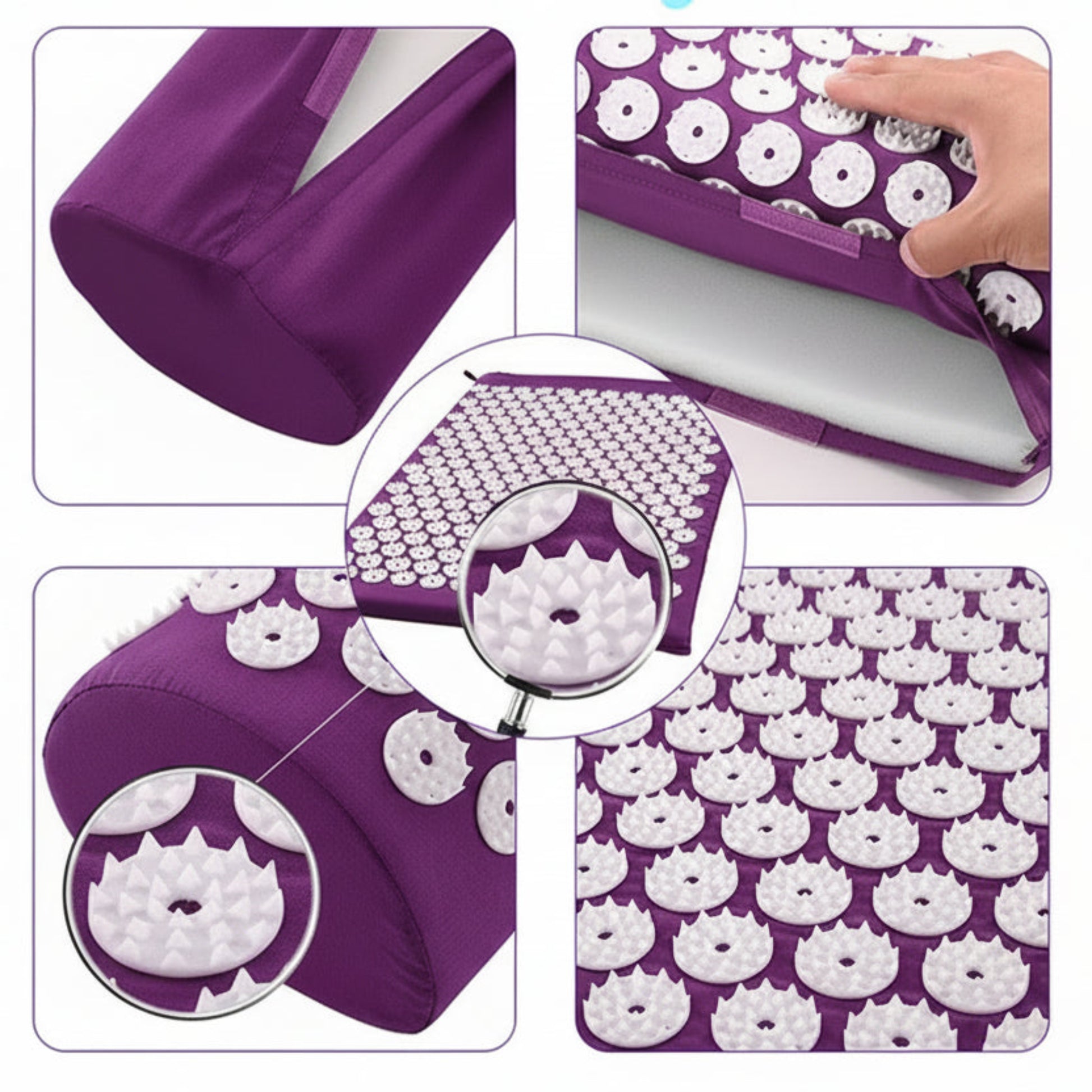 Détail des picots d'acupression HIPS sur tapis de massage pour stimulation des points de pression