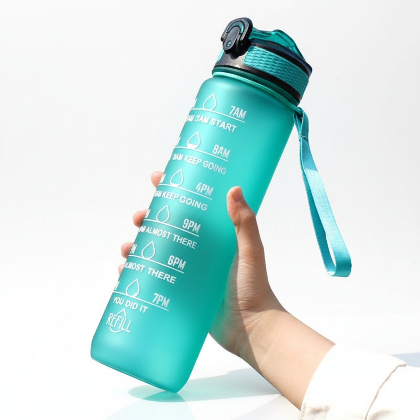 Gourde Sport 1L avec Marquage Horaire et Paille