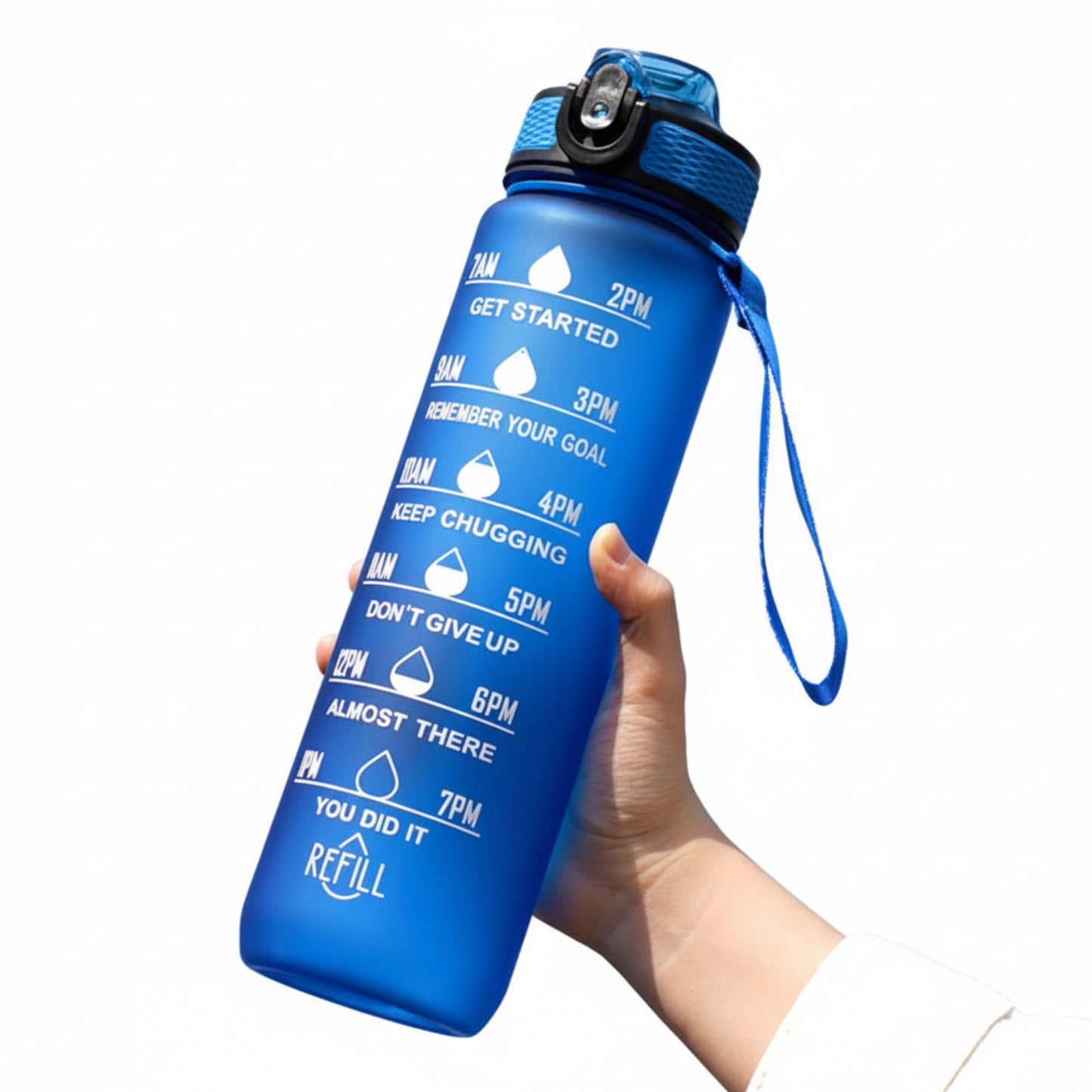 Gourde Sport 1L avec Marquage Horaire et Paille