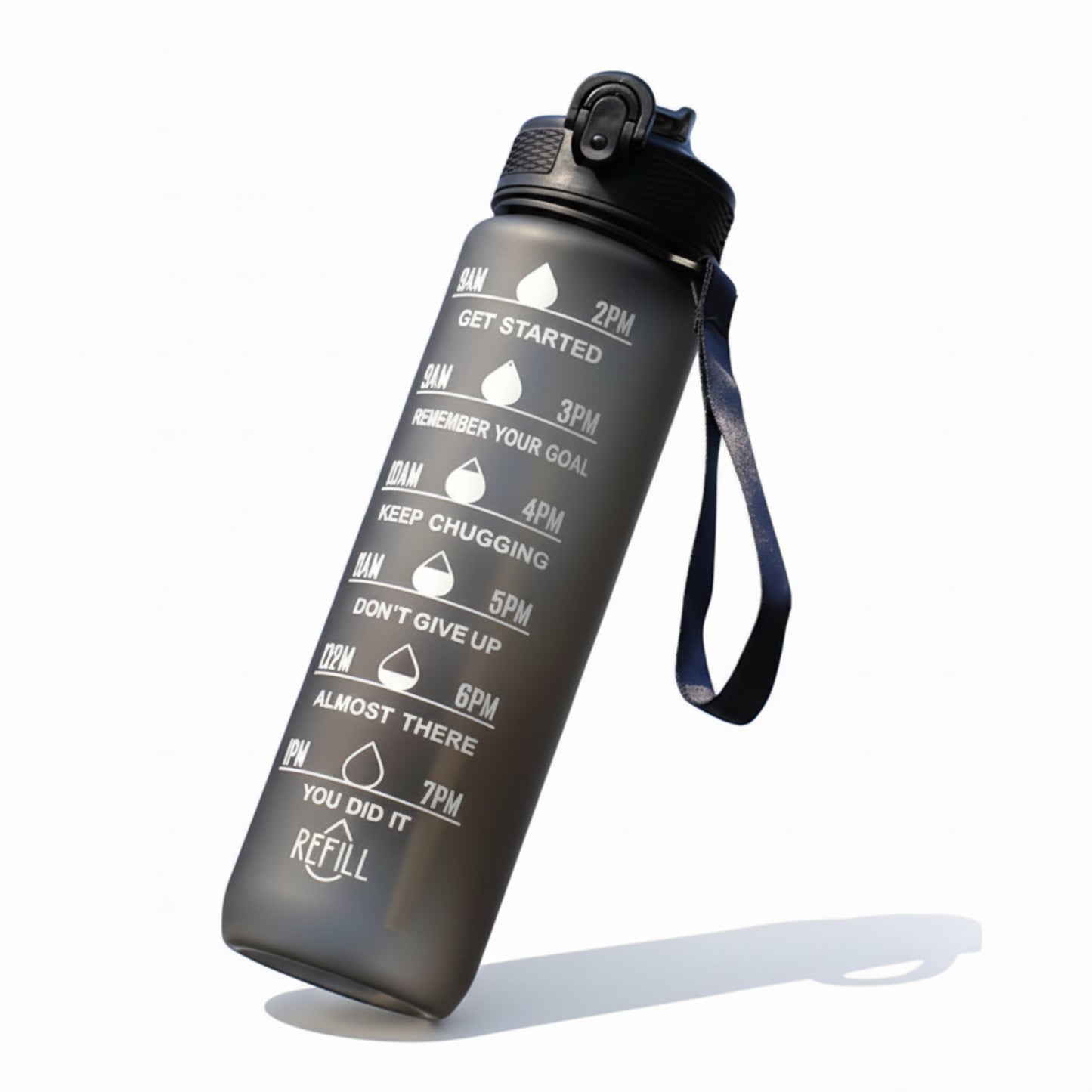 Gourde Sport 1L avec Marquage Horaire et Paille