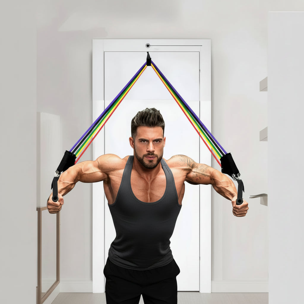 Kit complet de 11 bandes de résistance VivaSport avec poignées et accessoires
