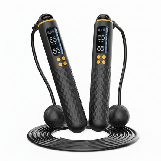 Corde à sauter électronique avec écran digital affichant temps, calories et compteur