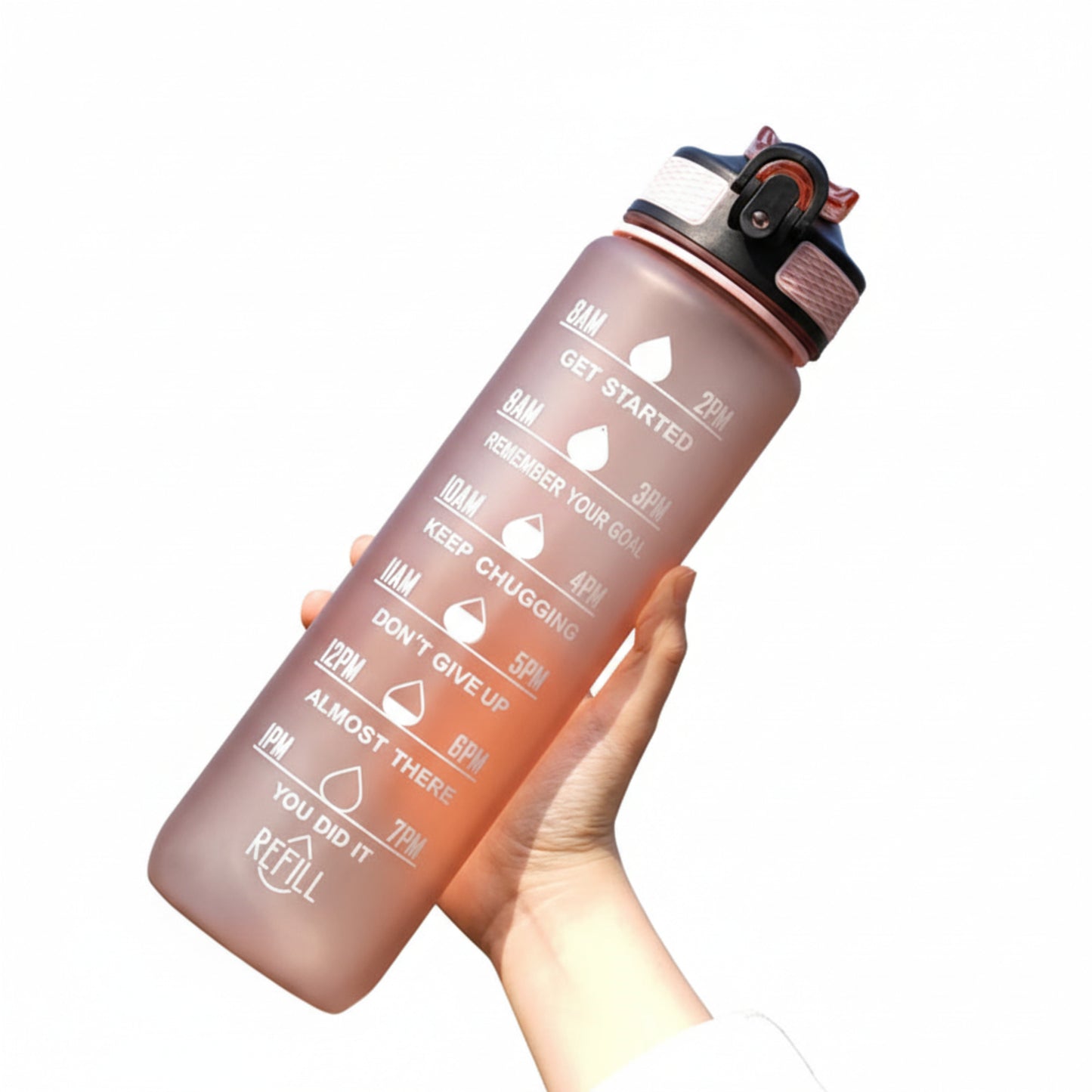 Gourde Sport 1L avec Marquage Horaire et Paille