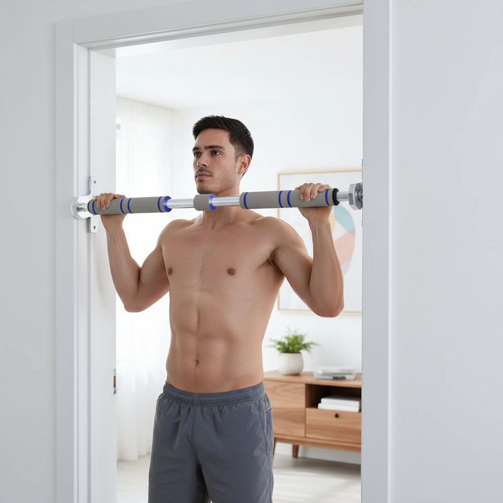 Exercices de musculation avec barre de traction télescopique pour porte
