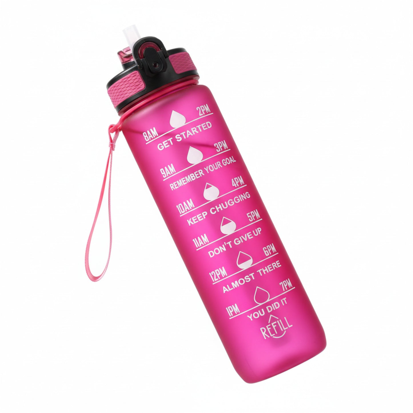 Gourde Sport 1L avec Marquage Horaire et Paille