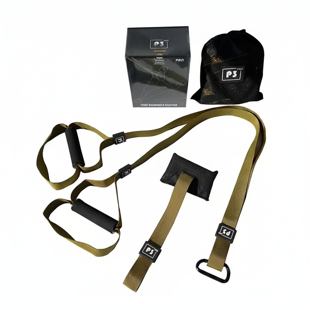 Sangles TRX VivaSport Kit L Athletics – vue produit complète avec poignées, sangles réglables et accessoires supplémentaires inclus