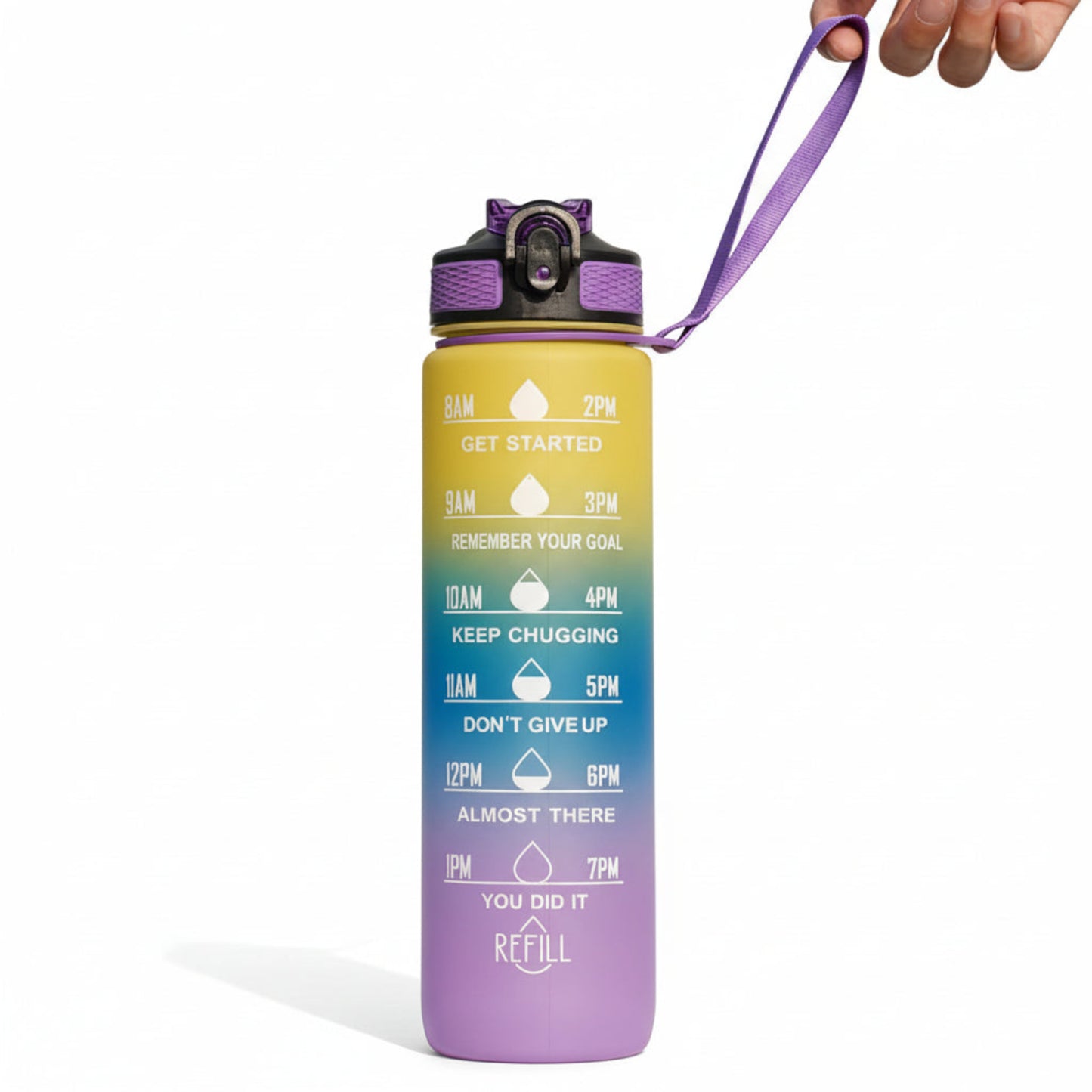 Gourde Sport 1L avec Marquage Horaire et Paille