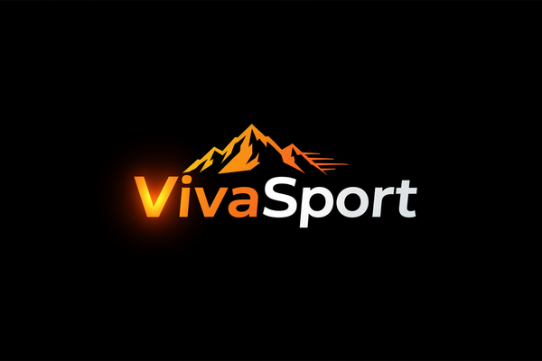 Logo VivaSport Montagne - V orange vif sur fond noir